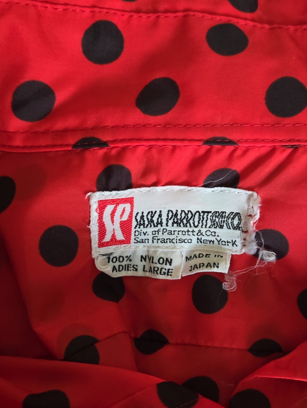 Vintage Saska Parrott Handmade Red And Black Polka Dot Long Sleeve Blouse - Picture 7 of 8